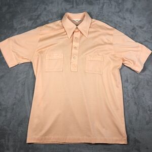 VINTAGE Sahara Polo Shirt Mens Peach Large Short Sleeve Retro 70s 80s Cuban